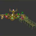 Vintage Pirate Aircraft With Wooden Dock And Jolly Roger Flag Design
