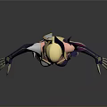 3D Winged Female Character Model In Purple White Outfit With Golden Details