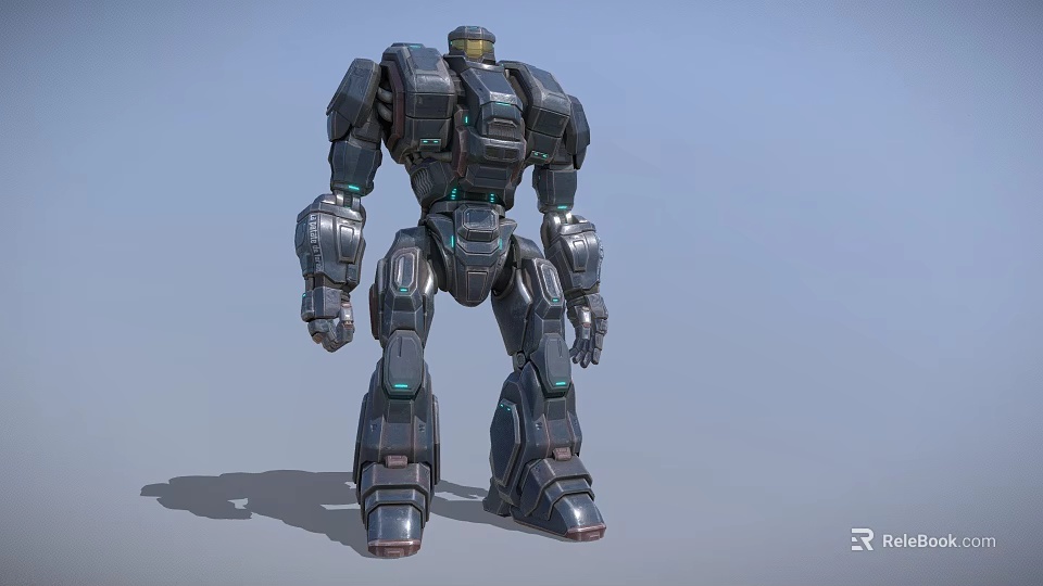 Futuristic Bipedal Robot Character For Game Movie With Metallic Armor And Glowing Accents 3d model 