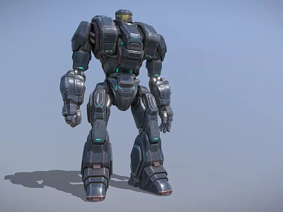 Futuristic Bipedal Robot Character For Game Movie With Metallic Armor And Glowing Accents 3d model