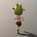 Fantasy Child Character With Green Headdress Yellow Decorations And Leaf Details Running