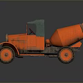 Vintage Orange Concrete Mixer Truck With Green Canopy And Retro Design Details