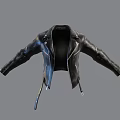 Classic Black Leather Jacket With Front Zipper And Belted Waist Design