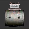 Traditional Chinese Cylindrical Painted Drum With Decorative Dragon Patterns And Colorful Top Structure