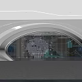 Modern Contemporary Interior Space With Geometric Cube Decor Digital Screens And Lighting Design