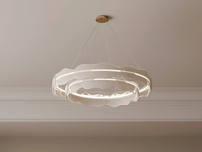 Modern Circular Chandelier With Layered White Shades And Soft Lighting Glow 3d model