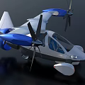 Flying Car With Futuristic Sleek Design Blue Propellers And White Body In Sky