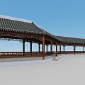 Beautiful Chinese Style Corridor Featuring Green Tiled Roof And Wooden Carved Railings Under Blue Sky