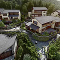 Rural Self-built House With Traditional Tile Roof Stone Path And Lush Mountain Greenery