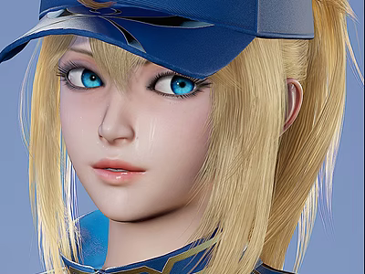 Game Movie Character With Blue Cap And Long Blonde Hair 3d model
