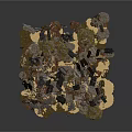 Decorative Scene Components Featuring Fragmented Mixed Materials And Color Tones