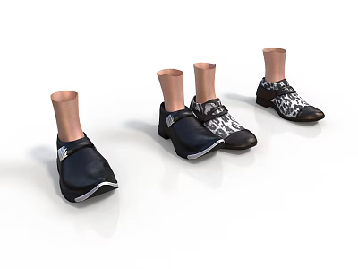 Black Patterned Shoes In Various Styles For Daily Life And Comfort 3d model