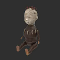 White Head Doll With Red Head Decorations Brown Body And Decorative Elements