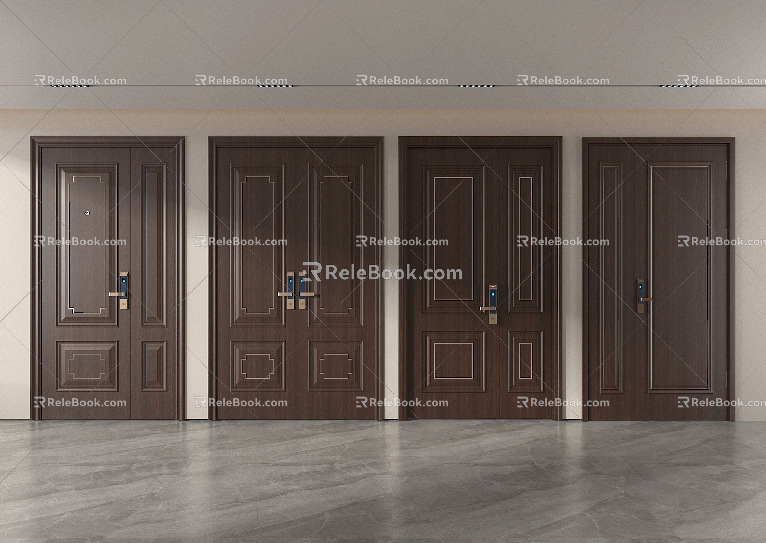 American Style Door Entry Door Bedroom Door 3d model