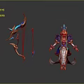 Elegant Elven Archer With Ornate Blue Bow And Mythical Creature