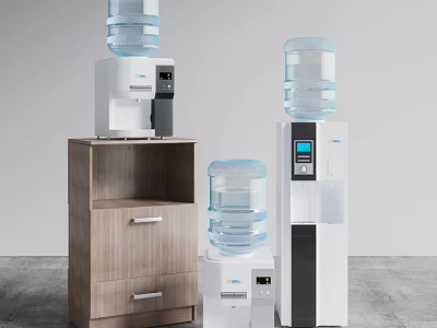 Water Dispensers As Daily Use Electrical Appliances Featuring Standing And Tabletop Types With Buckets 3d model