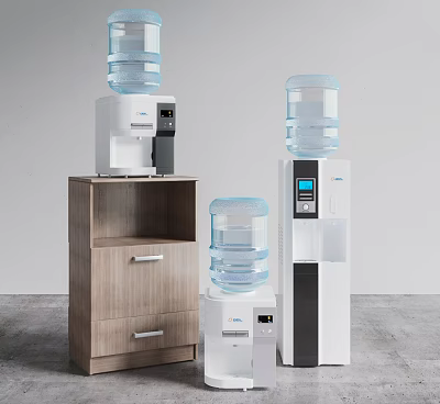 Water Dispensers As Daily Use Electrical Appliances Featuring Standing And Tabletop Types With Buckets 3d model