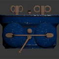 Blue Retro Alarm Clock With Copper Bells Handle Legs And Classic Clock Face Design