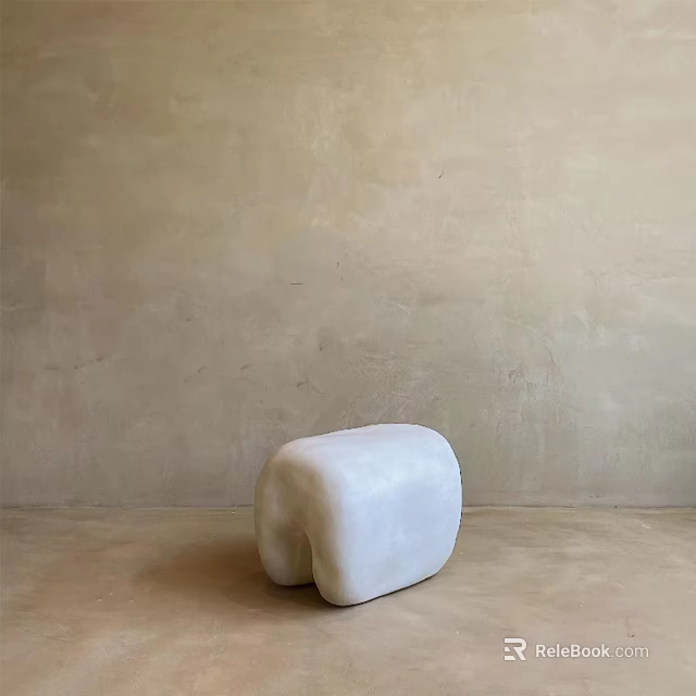 White Elephant Trunk Shape Stool With Beige Wall And Floor Background 3d model