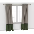 Gray and Green Two Tone Long Curtains Hanging By White Window For Home Decor