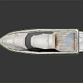 Classic White Model Boat With Green Stripe And Reflections On Glossy Surface 3d model