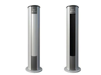 Sleek Modern Tower Air Conditioner Fan with Silver Black Finish and Digital 3d model