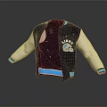 Black And Beige FLAMBO Emblem Jacket With Quilted Lining Design 3d model