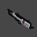 Futuristic Sci Fi Weapon With White Red Accents Black Frame And Tactical Grip