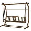 Wooden Swing Chair With Carved Backrest And Slatted Seat Sturdy Frame Design