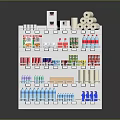 Retail Display Shelving Unit with Toilet Paper Rolls Beverage Bottles and Personal Care Products