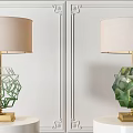 Elegant Table Lamps With Green Decorative Elements And Gold Base Design 3d model