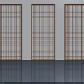 Three Wooden Hinged Doors With Grid Pattern In Modern Interior Design 3d model