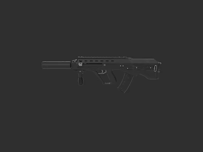 Black Tactical Rifle 3D Model Design With Dark Gray Background 3d model
