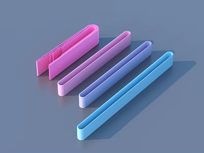 Colorful Plastic Drawer Dividers in Pastel Pink Purple and Blue for Home Storage Organization 3d model