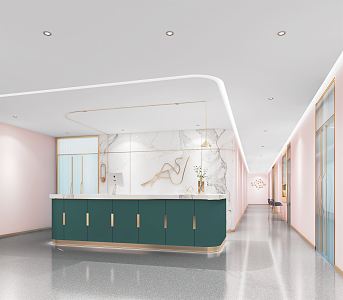 Light Luxury Beauty Salon Hall Beauty Salon Front Desk Aisle 3d model