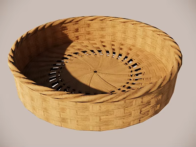 Round Woven Storage Basket With Natural Handwoven Design For Home Organization 3d model