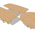 Three Simple Modern Wooden Dining Tables With Sturdy Structure And Unique Leg Design 3d model