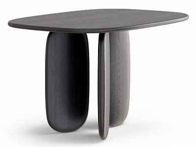 Modern Dark Wood Dining Table With Unique Asymmetric Curved Legs and Smooth Top Surface 3d model