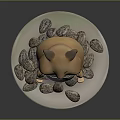 Pixelated Game Character Hamster Covering Ears With Sunflower Seeds On Plate