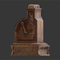 Vintage Wooden Commercial Cash Register With Ornate Carvings And Classic Design
