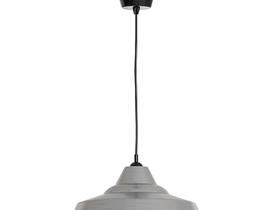 Modern Silver Metal Pendant Light With Sleek Circular Shade Design 3d model
