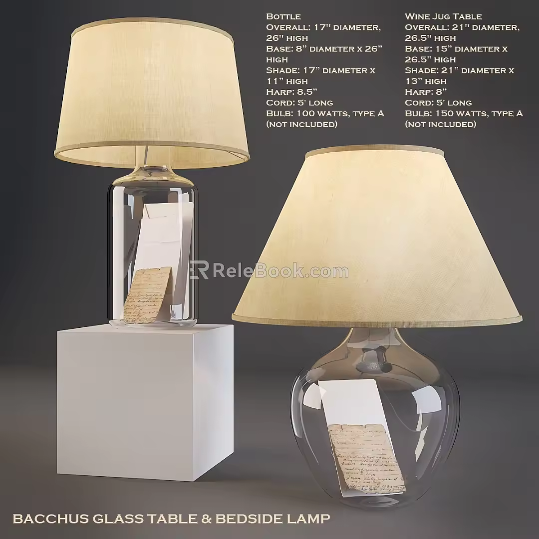 Dionyor glass table and bedside lamp 3d model