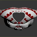 White Kitchen Apron With Red Heart Patterns And Decorative Sash For Daily Use