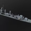 Classic Vintage Warship Model With Detailed Deck Gray Hull And Smokestacks