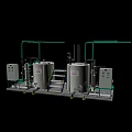 Industrial Equipment Setup with Stainless Steel Tanks Piping Systems and Control Panels