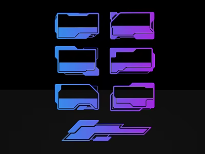 Modern Abstract Geometric Sculpture Carving With Blue Purple Gradient On Black Background 3d model