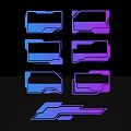Modern Abstract Geometric Sculpture Carving With Blue Purple Gradient On Black Background