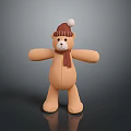 Stuffed Bear Plush Toy with Brown Hat White Pom Pom and Brown Scarf for Kids