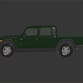 Jeep Green Four Door Pickup Truck With Rugged Exterior Design And Open Bed