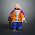 White Bearded Bald Headed Character Wearing Red Sunglasses Yellow Coat Blue Pants And Purple Backpack